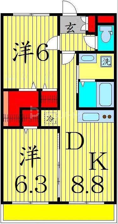 グッドフォレスト(2DK/3階)の間取り写真