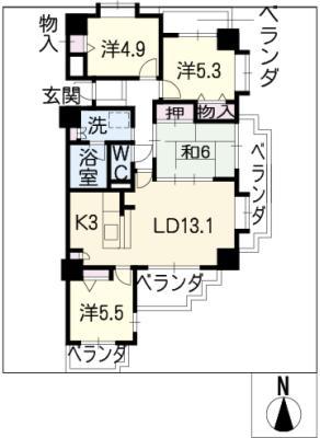 オペラ・デ・社台(4LDK/6階)の間取り写真