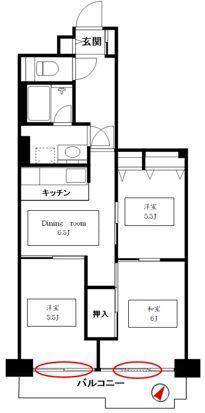 パレ平塚すみれ平4号棟(3DK/4階)の間取り写真