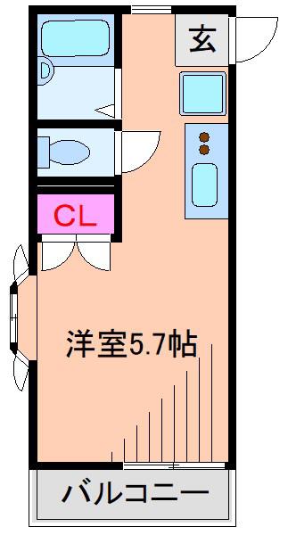 ジュネスコープ綱島台(ワンルーム/2階)の間取り写真