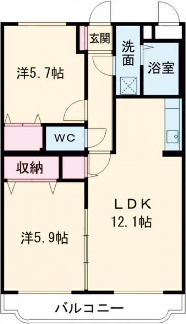 ARC HILLS A(2LDK/2階)の間取り写真
