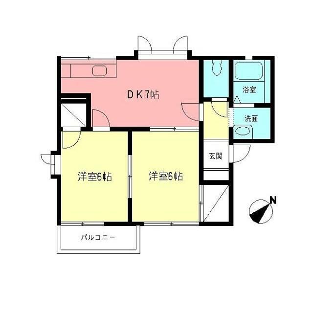パストラルハイムB(2DK/2階)の間取り写真