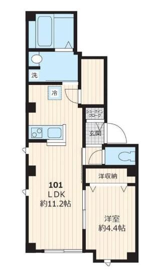麻布イーストハウス(1LDK/1階)の間取り写真