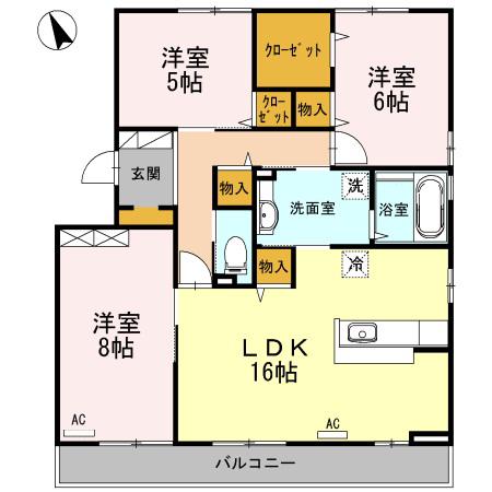 カーサ・ソレアード(3LDK/3階)の間取り写真