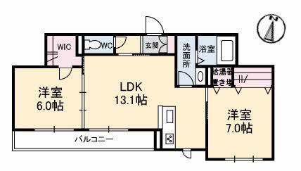 ベレオあけぼの(2LDK/2階)の間取り写真