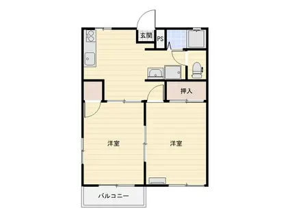 コーポサンシャインA(2DK/1階)の間取り写真