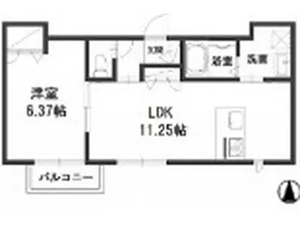 ソラーナ上富井(1LDK/2階)の間取り写真