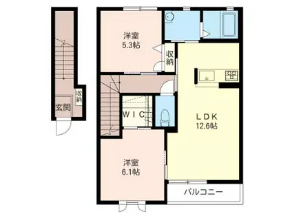 つつじハイツA(2LDK/2階)の間取り写真