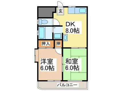 センターパークハイツ(2DK/1階)の間取り写真