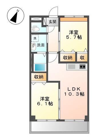 リバーサイド御笠(2LDK/2階)の間取り写真