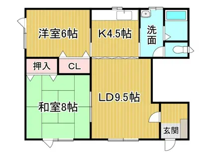 KIマンション(2LDK/1階)の間取り写真
