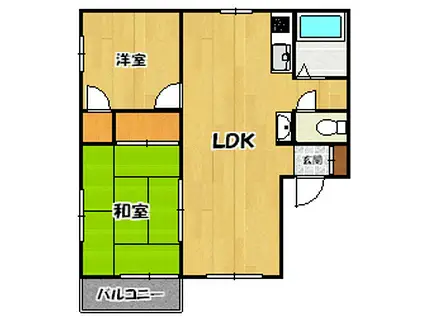 メゾンT1(2LDK/1階)の間取り写真