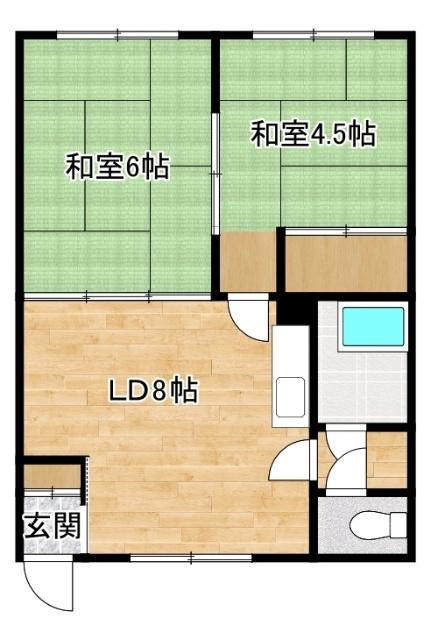 丹保ハイツ(2DK/2階)の間取り写真
