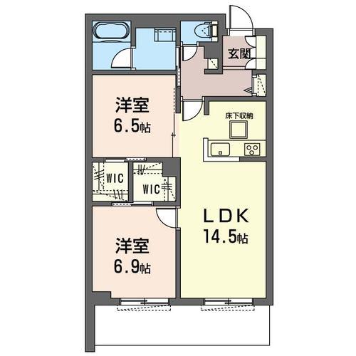 カーネル(2LDK/1階)の間取り写真