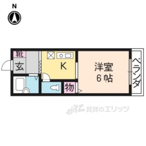 衣笠ハイツ(1K/3階)の間取り写真