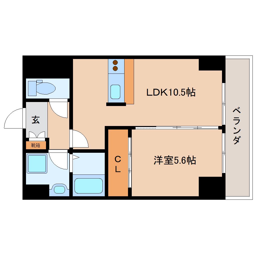 エイトバード東静岡(1LDK/2階)の間取り写真