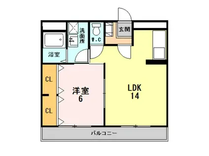 ドリームガーデン大坂(1LDK/4階)の間取り写真