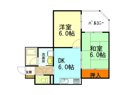 ホーユーパレス金沢入江(2DK/2階)の間取り写真