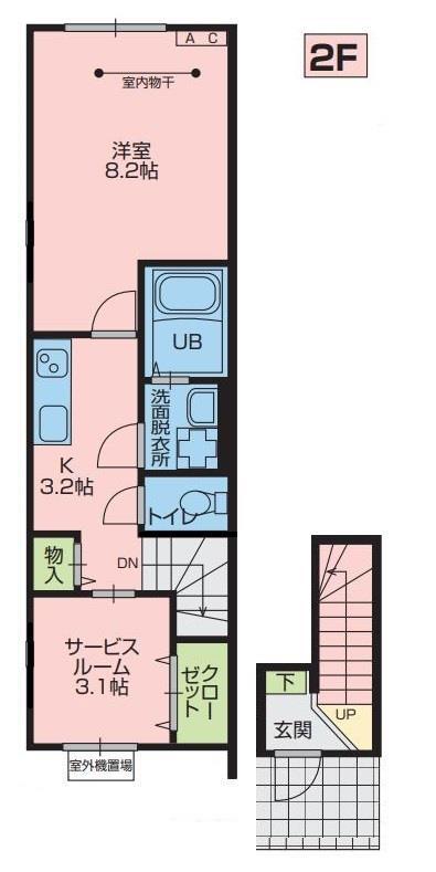 LEBEL DRIE(1SK/2階)の間取り写真