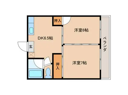 平野台ハイツ(2DK/1階)の間取り写真
