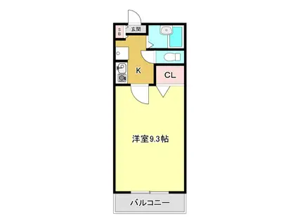 ライズ島崎II(1K/1階)の間取り写真