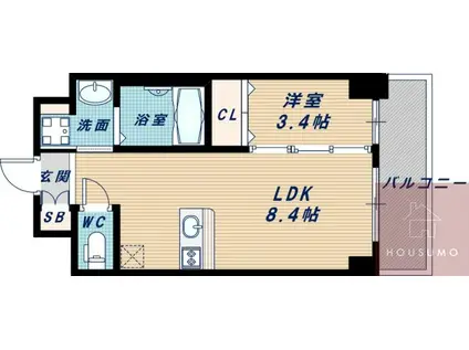 プレサンス新大阪ジェイズ(1LDK/4階)の間取り写真