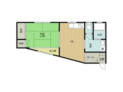 コーポ石飛(1DK/1階)の間取り写真