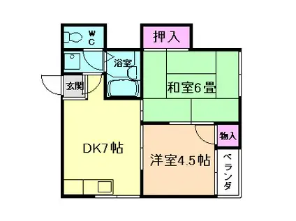 シャイニング箕面(2DK/2階)の間取り写真