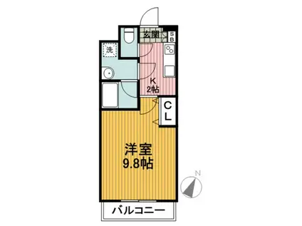 クレール東戸塚(1K/2階)の間取り写真