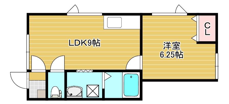 Mヒルズ(1DK/1階)の間取り写真