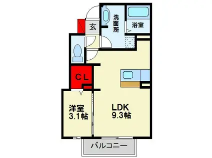サンハイム チサ(1LDK/1階)の間取り写真