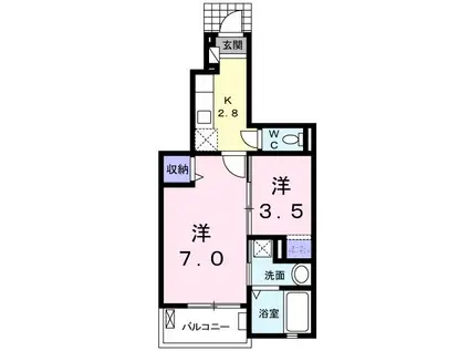 サニーヒル仙台南II(1SK/1階)の間取り写真