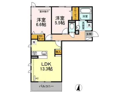 レジデンス飯倉II(2LDK/2階)の間取り写真