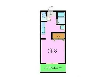 ぺドラーム帝塚(1K/2階)の間取り写真