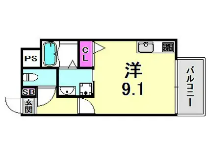 ARPEGGIO三宮(ワンルーム/3階)の間取り写真