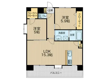 EMIUS新屋敷(2LDK/3階)の間取り写真