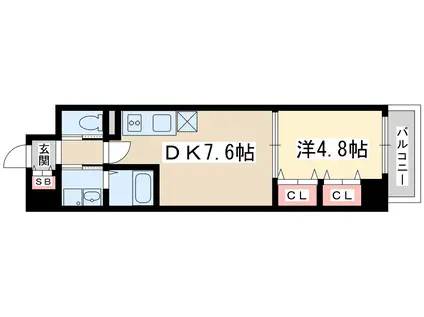 パークフラッツ新大阪(1DK/8階)の間取り写真