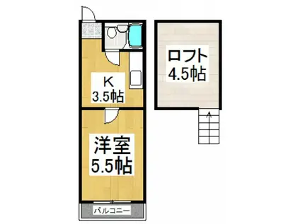 ジェネシスパートIII(1K/1階)の間取り写真