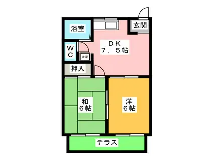 ハイツ和田II(2DK/1階)の間取り写真