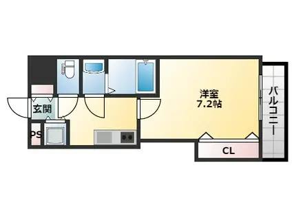 LUXE布施駅前(1K/2階)の間取り写真