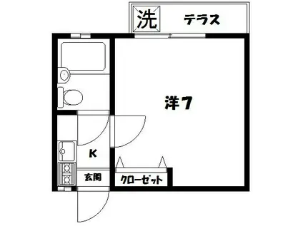 フラット高円寺南5(1K/1階)の間取り写真