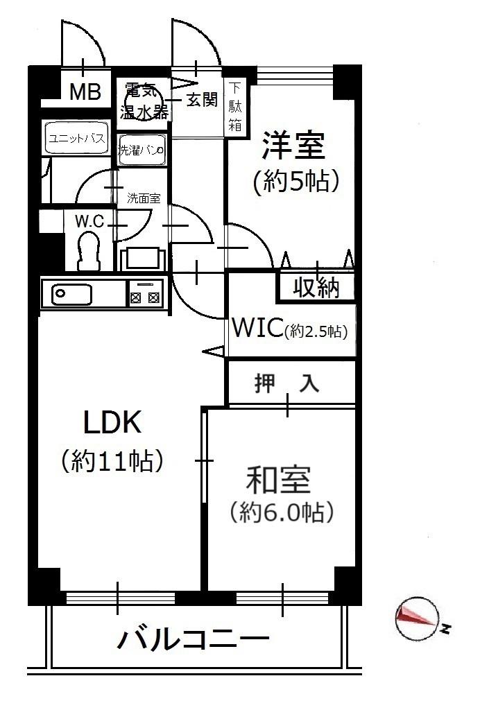 ディアハイム飯田橋(2LDK/3階)の間取り写真