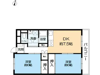 シャンボール岡本(2DK/4階)の間取り写真