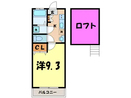 コンフォート高崎(1K/2階)の間取り写真