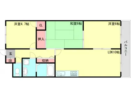 サンフラワー貴崎(3LDK/4階)の間取り写真