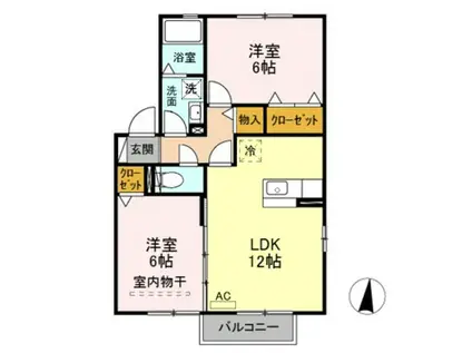 イーストヴィレッジ C(2LDK/2階)の間取り写真