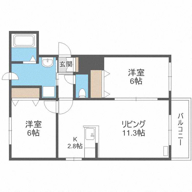 ワンアンドオンリー(2LDK/4階)の間取り写真