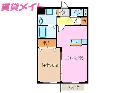 ルーチェ塚本(1LDK/1階)の間取り写真