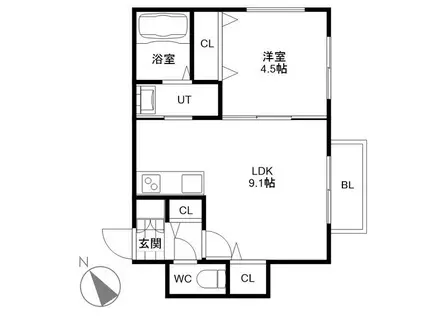 アルバ発寒南(1LDK/3階)の間取り写真
