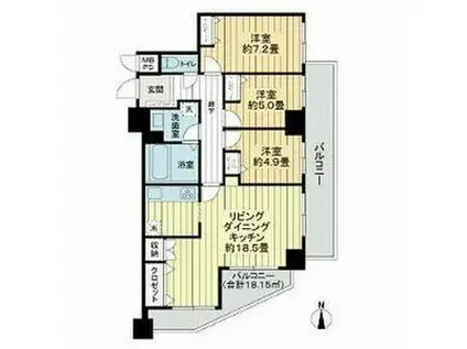 ナイスステージ宇都宮参番館(3LDK/2階)の間取り写真